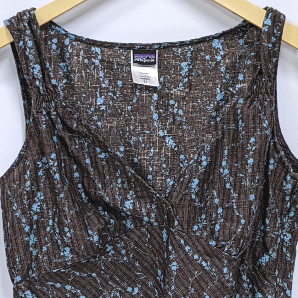 Patagonia Floral Tank Top, Hemp, High-back Tank Top, Ladies 12, Retro / Vintage